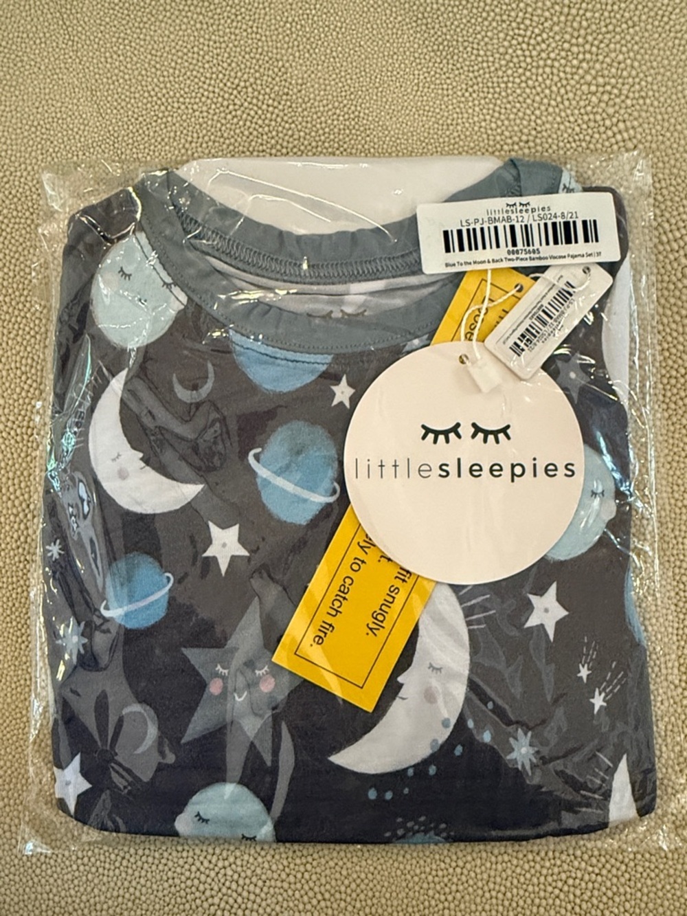 Little Sleepies blue to the moon & back two piece pajama set 3t